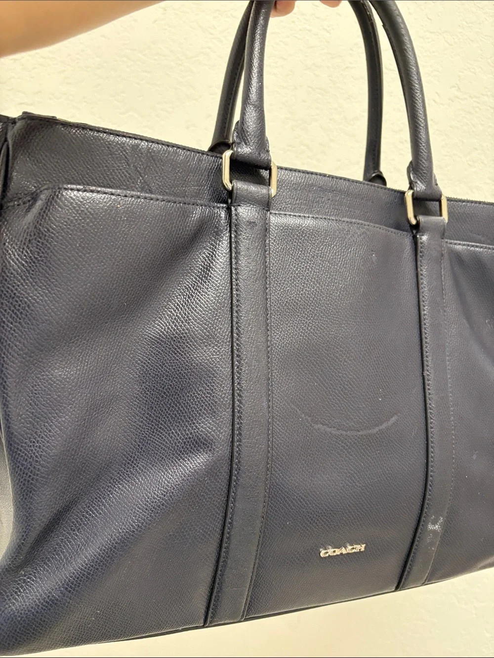Coach Dark Navy Document Leather Handbag